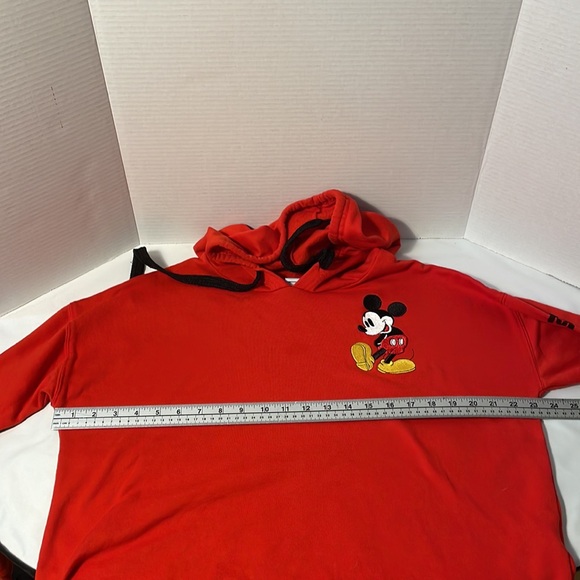 Mickey Mouse cropped red hoodie size Large. Black writing. Embroidered Mickey - Picture 9 of 12